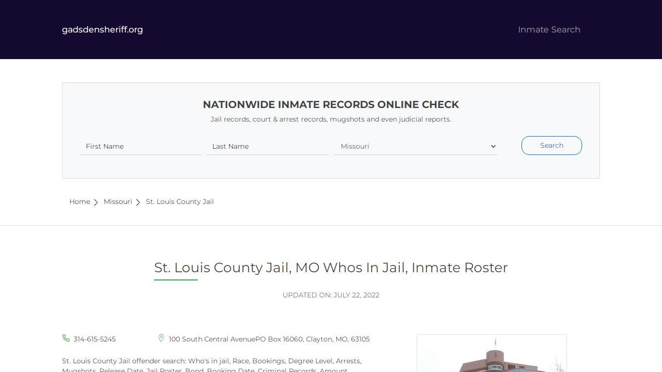 St. Louis County Jail, MO Inmate Roster, Whos In Jail