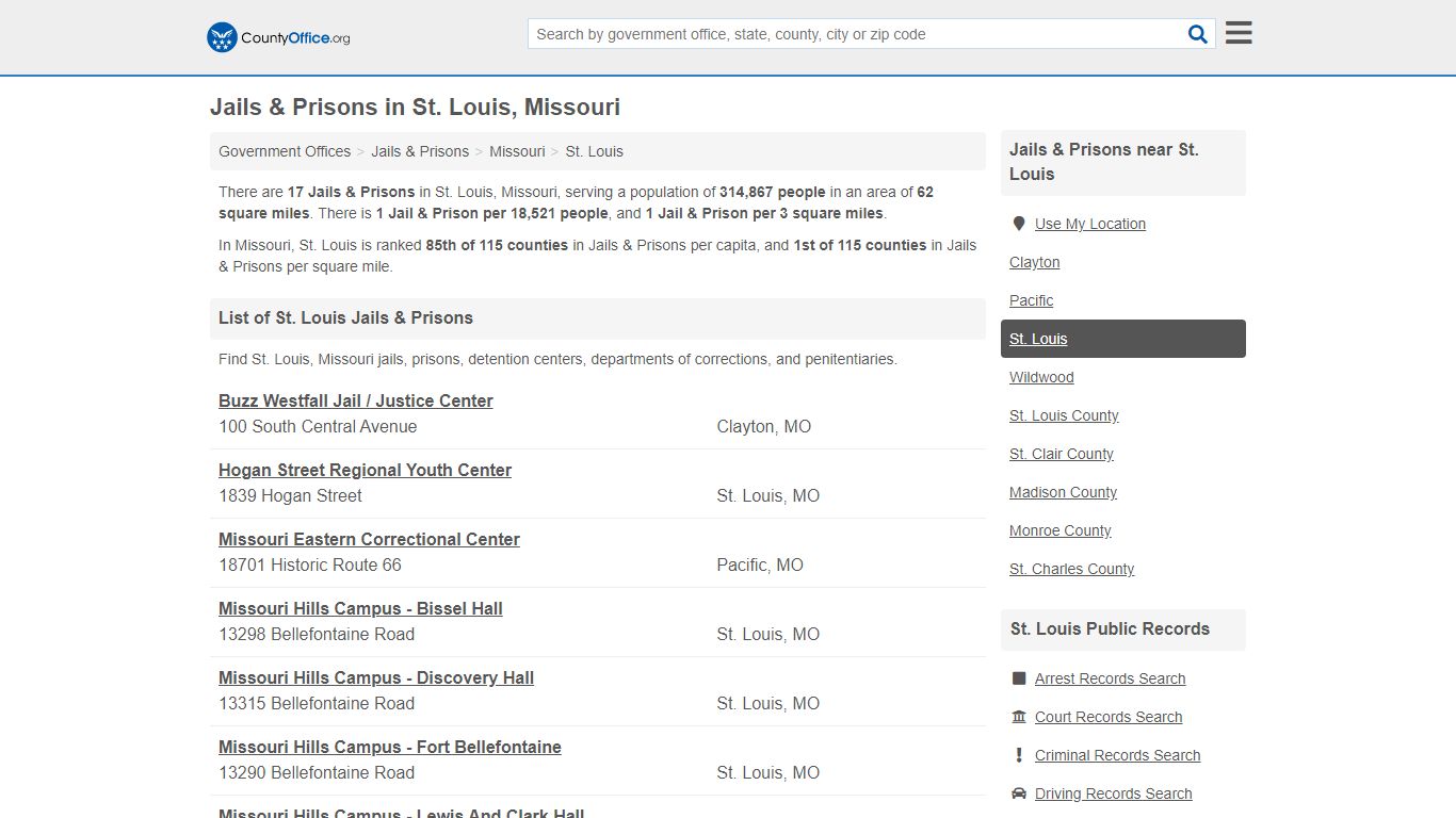 Jails & Prisons - St. Louis, MO (Inmate Rosters & Records)